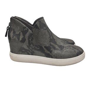 Dr. Scholl's Faux Leather Madison HI Snake Print Wedge Heel Sneakers SZ 8